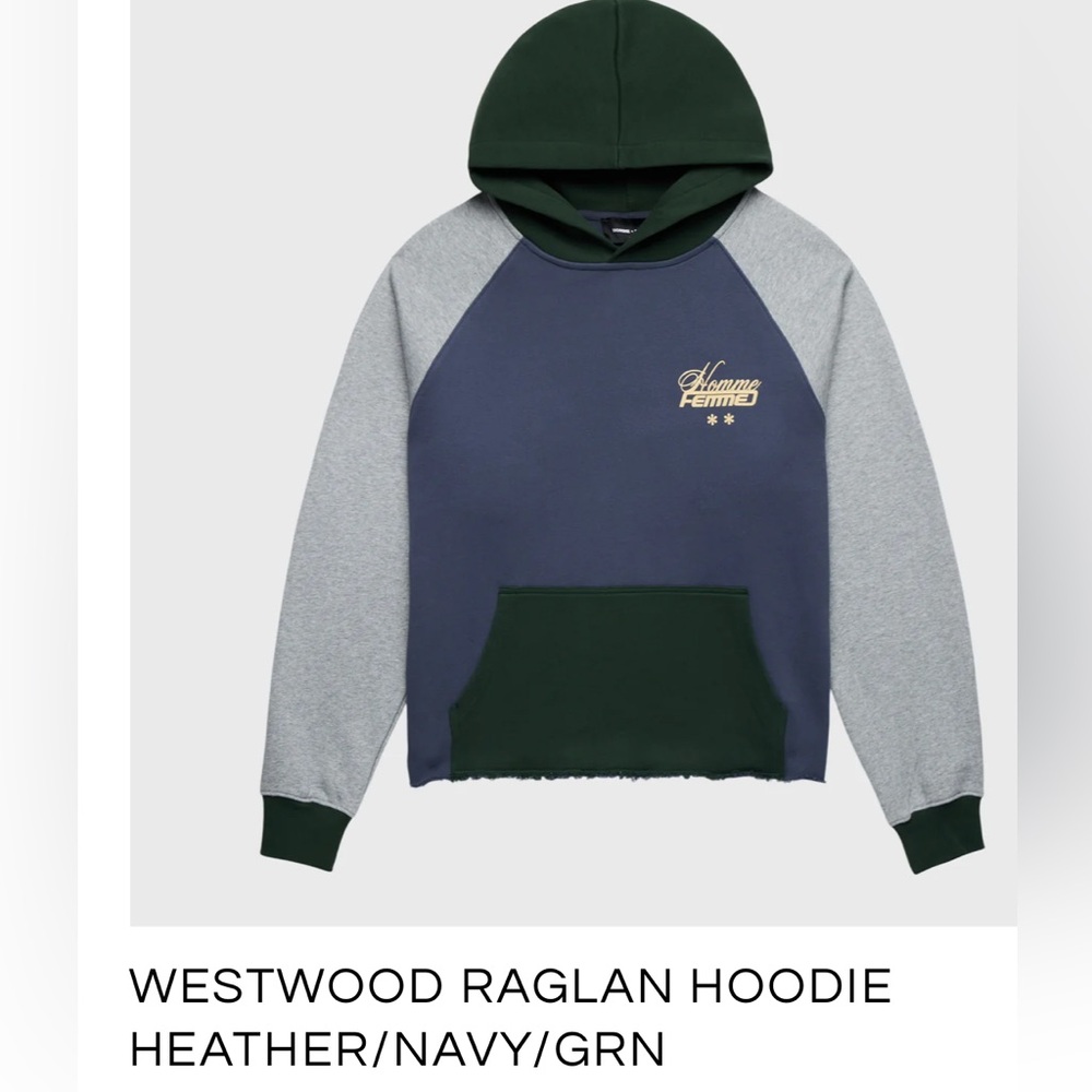NWT: HommeFemme Westwood Raglan Hoodie